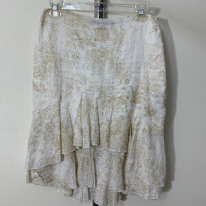 Ralph Lauren Black Label Gold Paisley Ruffle Skirt Size 2